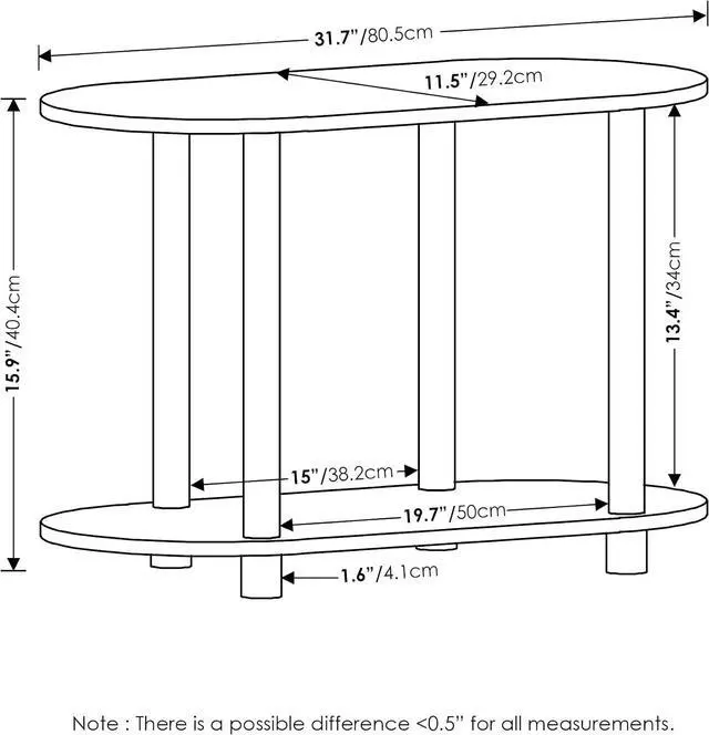 Alt view image 3 of 7 - Furinno Turn-N-Tube No Tools Modern Oval Side Table, Bauhaus Oak/Beige