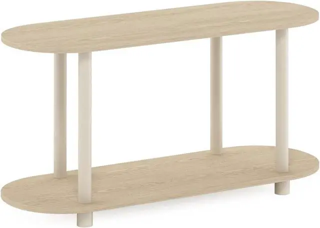 Alt view image 6 of 7 - Furinno Turn-N-Tube No Tools Modern Oval Side Table, Bauhaus Oak/Beige