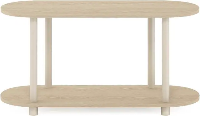 Alt view image 7 of 7 - Furinno Turn-N-Tube No Tools Modern Oval Side Table, Bauhaus Oak/Beige