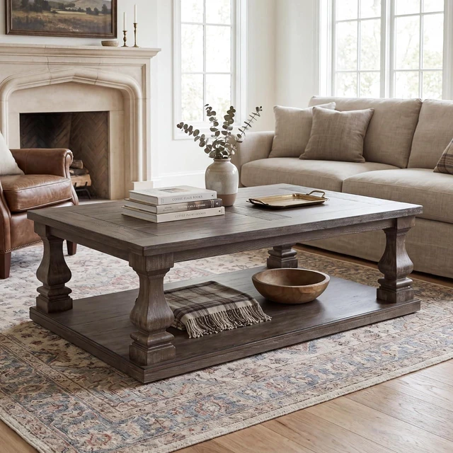 Alt view image 2 of 7 - Signature Design by Ashley Large Farmhouse Coffee Table, Weathered Gray