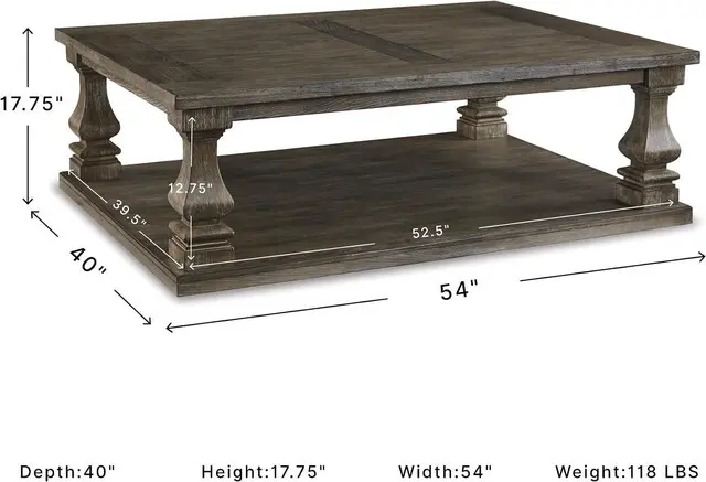 Alt view image 3 of 7 - Signature Design by Ashley Large Farmhouse Coffee Table, Weathered Gray