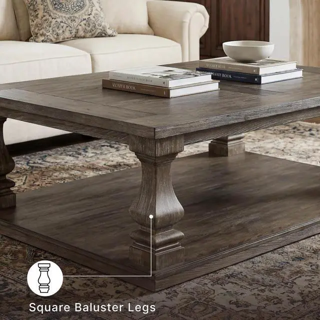 Alt view image 6 of 7 - Signature Design by Ashley Large Farmhouse Coffee Table, Weathered Gray