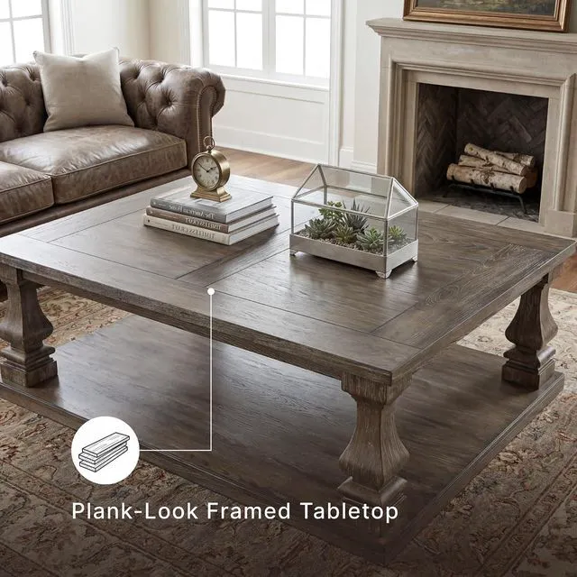 Alt view image 5 of 7 - Signature Design by Ashley Large Farmhouse Coffee Table, Weathered Gray