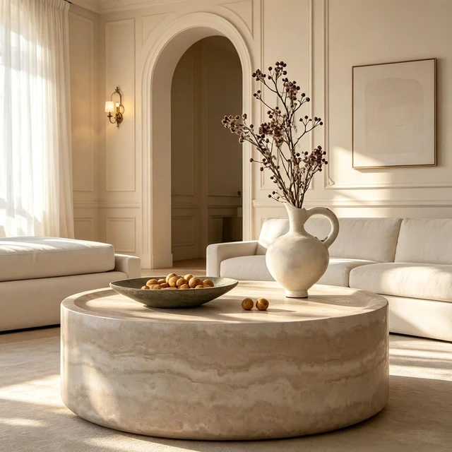 Alt view image 4 of 7 - LUMISOL 31.49" Round Coffee Table for Living Room, Modern Faux Marble Center Table, Accent Circle Tea Table for Home Office, Apartment, No Need Assembly, Marble