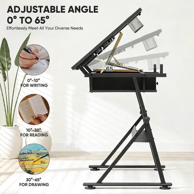 Alt view image 6 of 7 - Magshion Drafting Table for Adults w/Stool, Natural