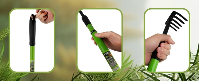 Alt view image 4 of 7 - Small Garden Rake, 27-39" Telescopic Hand Cultivator