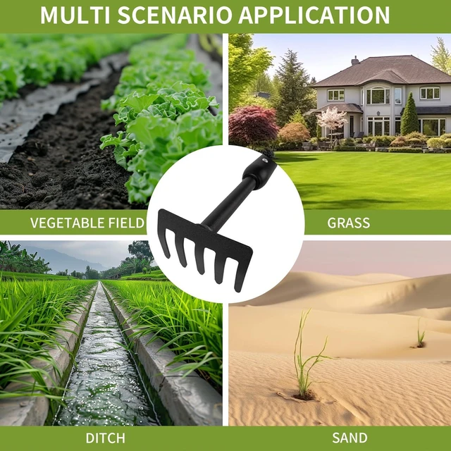 Alt view image 6 of 7 - Small Garden Rake, 27-39" Telescopic Hand Cultivator