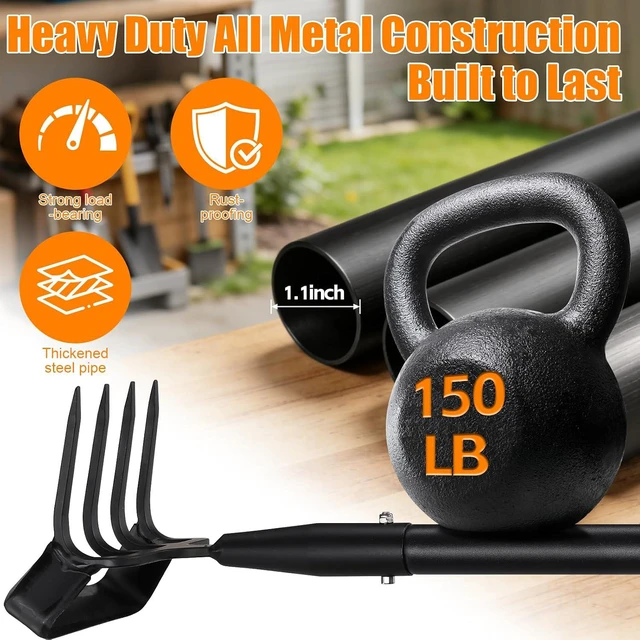 Alt view image 5 of 7 - Garden Hoe, 62 Inch Weed Tool, Long Soil Tiller Cultivator, Heavy Duty Metal Stirrup Hoe Garden Tool Weeder Scraper Rake for Flower Beds, Patio, Garden Cultivating Loosening Soil Weeding Digging