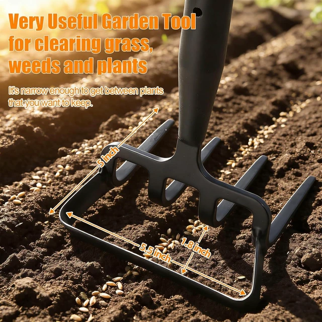 Alt view image 7 of 7 - Garden Hoe, 62 Inch Weed Tool, Long Soil Tiller Cultivator, Heavy Duty Metal Stirrup Hoe Garden Tool Weeder Scraper Rake for Flower Beds, Patio, Garden Cultivating Loosening Soil Weeding Digging