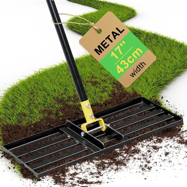Main image of Colwelt Lawn Leveling Rake17 x10, Lawn Leveler Rake with Great Leveling Accuracy, Leveling Rake for Soil with 77 Adjustable Curved End Grip Handle, Lawn Leveling Tool Yard Leveler for Leveling Soil