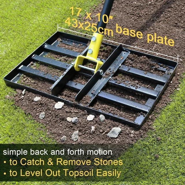 Alt view image 2 of 7 - Colwelt Lawn Leveling Rake17 x10, Lawn Leveler Rake with Great Leveling Accuracy, Leveling Rake for Soil with 77 Adjustable Curved End Grip Handle, Lawn Leveling Tool Yard Leveler for Leveling Soil