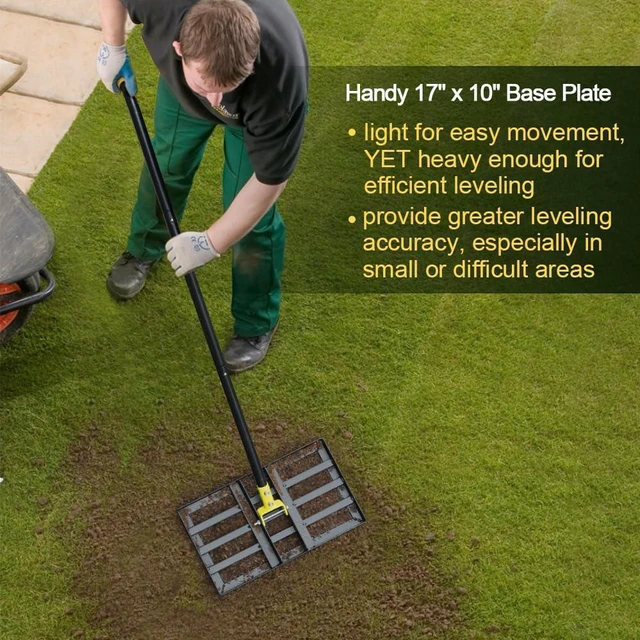 Alt view image 3 of 7 - Colwelt Lawn Leveling Rake17 x10, Lawn Leveler Rake with Great Leveling Accuracy, Leveling Rake for Soil with 77 Adjustable Curved End Grip Handle, Lawn Leveling Tool Yard Leveler for Leveling Soil