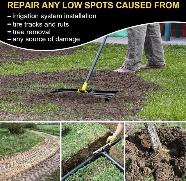 Alt view image 5 of 7 - Colwelt Lawn Leveling Rake17 x10, Lawn Leveler Rake with Great Leveling Accuracy, Leveling Rake for Soil with 77 Adjustable Curved End Grip Handle, Lawn Leveling Tool Yard Leveler for Leveling Soil