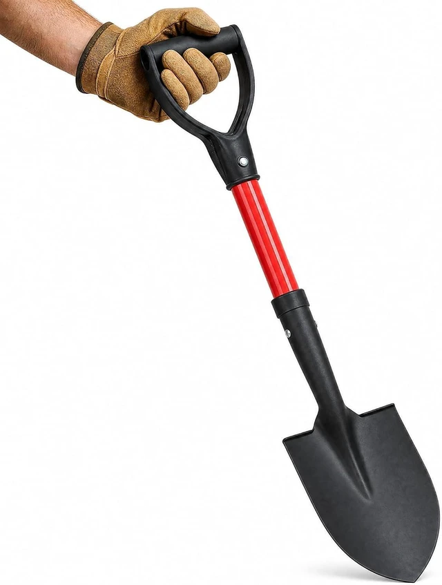 Main image of TABOR TOOLS J211A Mini Digging Shovel with Round Point Blade & D-Handle, 27 Inch Fiberglass Short Handle Shovel for Garden, Camping & Car Trunk, Compact Spade for Tight Spaces