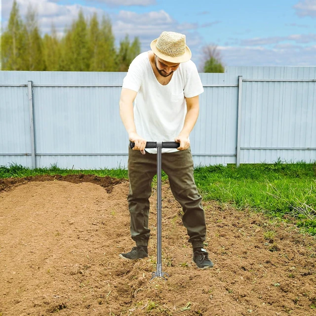 Alt view image 6 of 7 - Dolibest Manual Twist Tiller, All-Steel Garden Claw Cultivator with 4 Curved Claws and Soft Rubber Handle, Hand Tiller Garden Claw for Gardening Bed and Plant Box (39'')