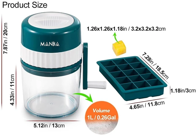 Alt view image 6 of 7 - MANBA Manual Snow Cone Machine Maker for Shaved Ice, Snowcones, Slushes