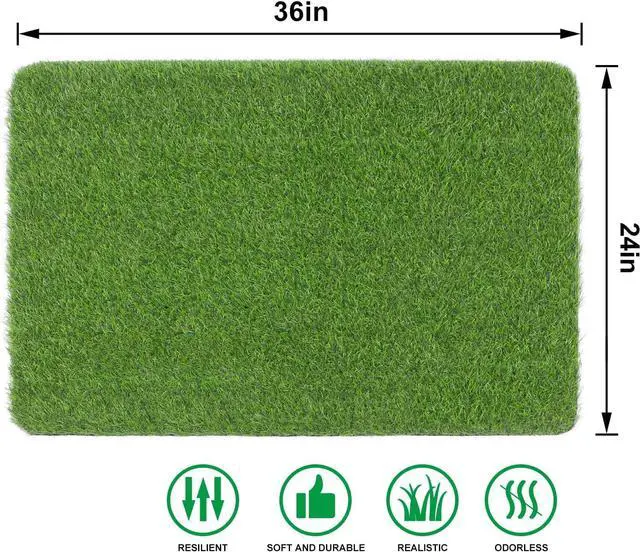 Alt view image 2 of 7 - Artificial Grass Door Mat, Fake Grass Rug for Entrance, Dog, 24" x 36"