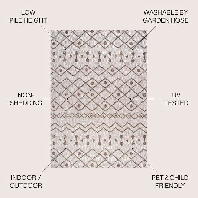 Alt view image 2 of 7 - JONATHAN Y Tribal Bohemian Indoor Outdoor Area Rug 3X5 Beige/Brown, Nokat for Backyard, Patio, Porch, Easy-Cleaning, High Traffic, Pet-Friendly, Non-Shedding (SMB131A-3)