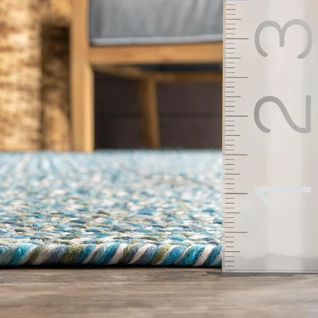 Alt view image 2 of 7 - nuLOOM Wynn Aqua Solid Power Loomed Indoor/Outdoor Area Rug, 3' x 5'