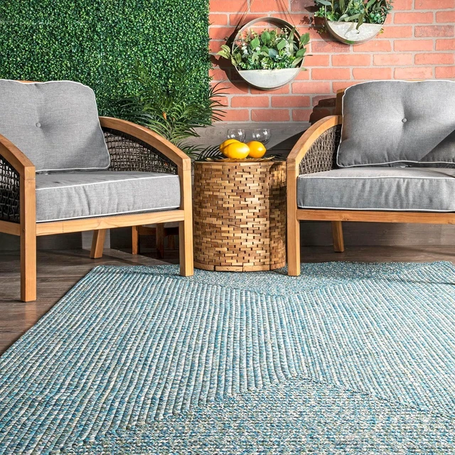 Alt view image 5 of 7 - nuLOOM Wynn Aqua Solid Power Loomed Indoor/Outdoor Area Rug, 3' x 5'