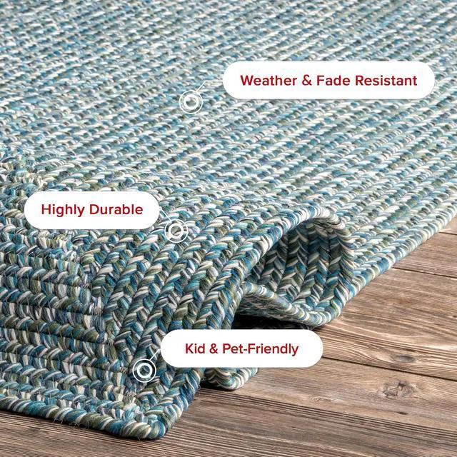 Alt view image 7 of 7 - nuLOOM Wynn Aqua Solid Power Loomed Indoor/Outdoor Area Rug, 3' x 5'