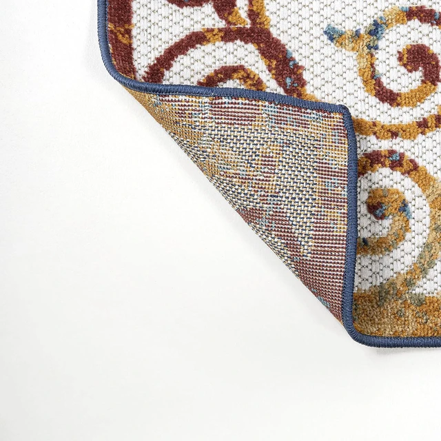 Alt view image 5 of 7 - JONATHAN Y Scroll Trellis Indoor Outdoor Area Rug 3X5 Cream/Blue/Red, Atrani for Backyard, Patio, Porch, Easy-Cleaning, High Traffic, Pet-Friendly, Non-Shedding (AMC110A-3)