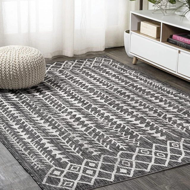 Alt view image 4 of 7 - JONATHAN Y Bohemian Geometric Indoor Outdoor Area Rug 4X6 Black/Ivory, Tokay for Backyard, Patio, Porch, Easy-Cleaning, High Traffic, Pet-Friendly, Non-Shedding (SMB132E-4)