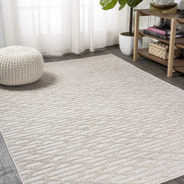 Alt view image 4 of 7 - JONATHAN Y Moroccan Diamond Indoor Outdoor Area Rug 4X6 Beige, Ararat High-Low Pile Modern for Backyard, Patio, Porch, Easy-Cleaning, High Traffic, Pet-Friendly, Non-Shedding (SBH105A-4)