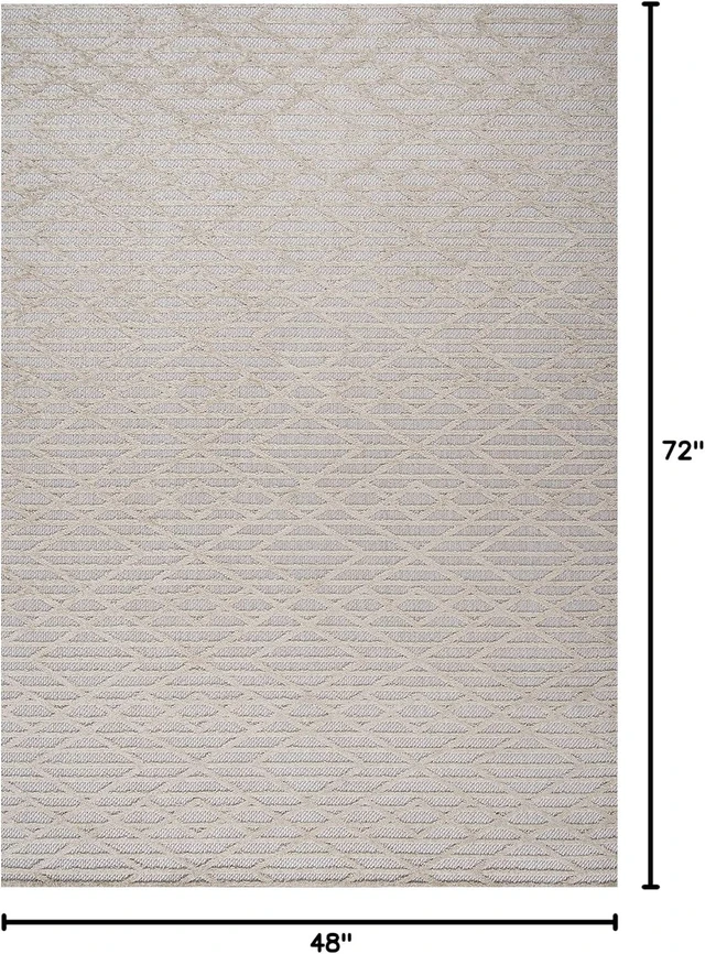 Alt view image 2 of 7 - JONATHAN Y Moroccan Diamond Indoor Outdoor Area Rug 4X6 Beige, Ararat High-Low Pile Modern for Backyard, Patio, Porch, Easy-Cleaning, High Traffic, Pet-Friendly, Non-Shedding (SBH105A-4)