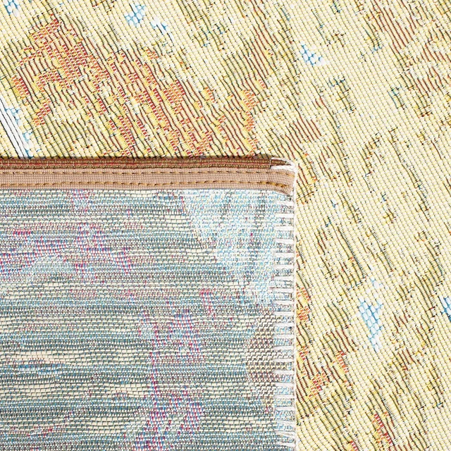 Alt view image 4 of 6 - SAFAVIEH Washable Rug Outdoor Barbados Collection - 4' x 6', Gold & Blue, Non-Shedding & Easy to Clean, Ideal for Patio, Backyard, Mudroom (BAR555A)