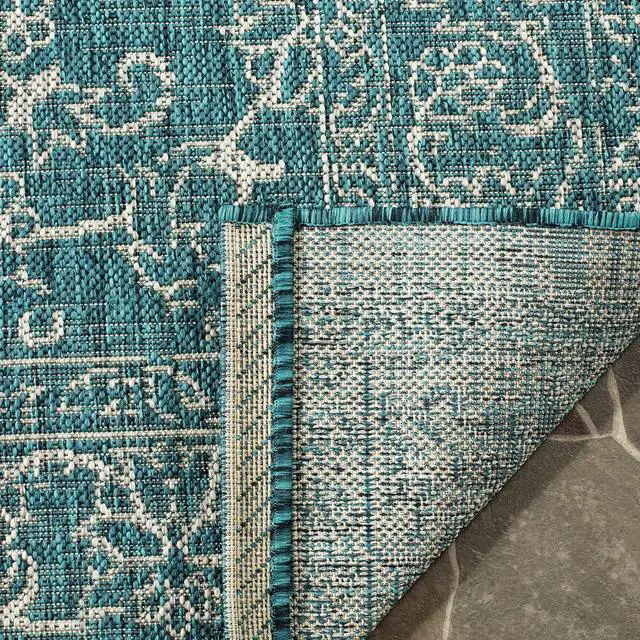 Alt view image 5 of 6 - SAFAVIEH Washable Rug Outdoor Courtyard Collection - 2' x 3'7", Turquoise, Non-Shedding & Easy Cleaning, Ideal for Patio, Front Door, Entryway, Doormat (CY8680-37221)