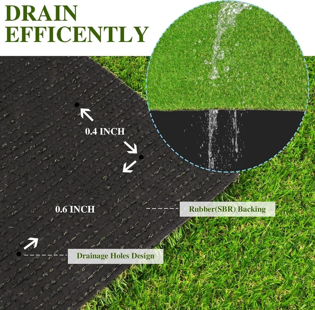 Alt view image 3 of 7 - Weidear Artificial Grass 3 ft x 5 ft, 0.8 inch Fake Grass Mat, 4 Tones Synthetic Turf Rug, Indoor Outdoor Turf Grass for Dogs Pets/Patio Lawn Landscape Garden, Customized Sizes