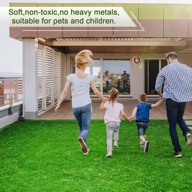 Alt view image 6 of 7 - Weidear Artificial Grass 3 ft x 5 ft, 0.8 inch Fake Grass Mat, 4 Tones Synthetic Turf Rug, Indoor Outdoor Turf Grass for Dogs Pets/Patio Lawn Landscape Garden, Customized Sizes