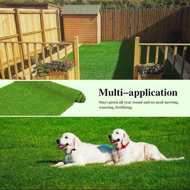 Alt view image 7 of 7 - Weidear Artificial Grass 3 ft x 5 ft, 0.8 inch Fake Grass Mat, 4 Tones Synthetic Turf Rug, Indoor Outdoor Turf Grass for Dogs Pets/Patio Lawn Landscape Garden, Customized Sizes