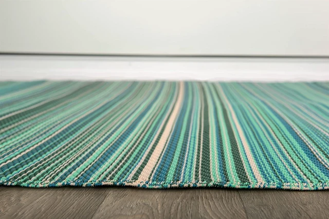 Alt view image 3 of 7 - Rugshop Contemporary Stripe Patio Deck Backyard Area Rug Blue 3' x 5'