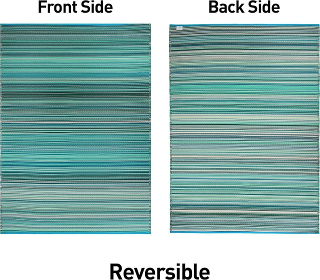 Alt view image 2 of 7 - Rugshop Contemporary Stripe Patio Deck Backyard Area Rug Blue 3' x 5'