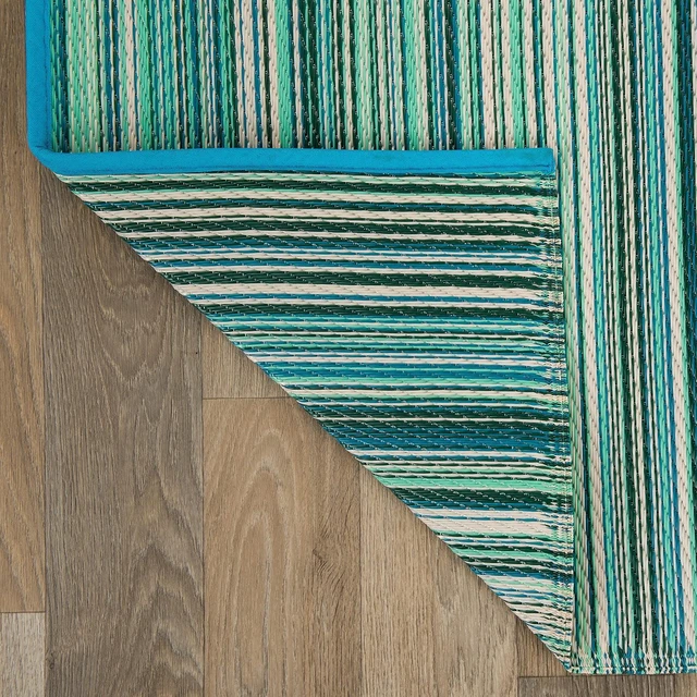 Alt view image 5 of 7 - Rugshop Contemporary Stripe Patio Deck Backyard Area Rug Blue 3' x 5'