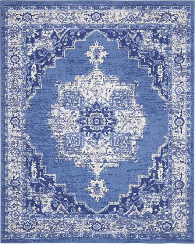 Alt view image 3 of 7 - Nourison Home Whimsicle Navy 8' x 10' Area Rug - Easy Clean, Non Shedding, Bed Room, Living Room, Dining Room, Kitchen (8' x 10')