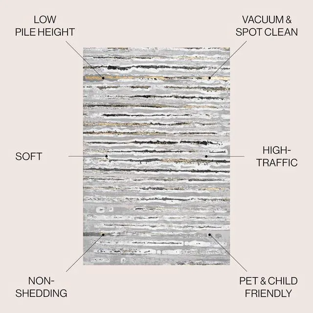 Alt view image 2 of 7 - JONATHAN Y Batten Stripe Gray/Black Indoor Area Rug 5X8 ft, Modern for Living Room, Bedroom, Kitchen, Office, Easy-Cleaning, High Traffic, Pet-Friendly, Non-Shedding SOR204B-5