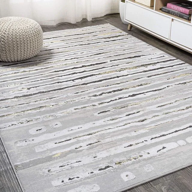 Main image of JONATHAN Y Batten Stripe Gray/Black Indoor Area Rug 5X8 ft, Modern for Living Room, Bedroom, Kitchen, Office, Easy-Cleaning, High Traffic, Pet-Friendly, Non-Shedding SOR204B-5