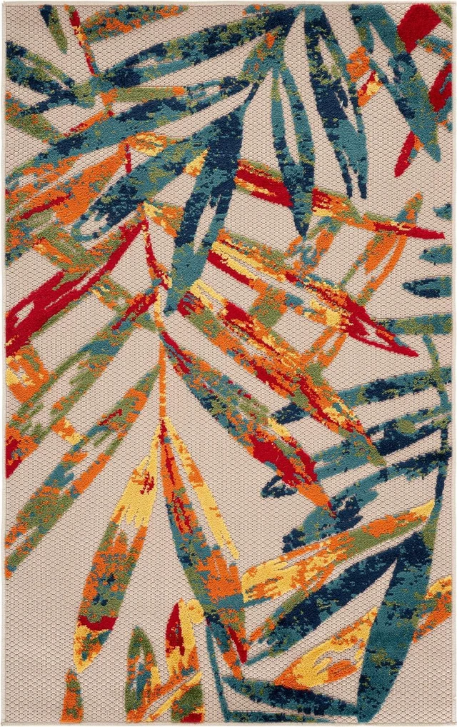 Alt view image 2 of 6 - SAFAVIEH Washable Rug Outdoor Cabana Collection - 3' x 5', Ivory & Navy, Non-Shedding & Easy to Clean, Ideal for Patio, Backyard, Mudroom (CBN368A)