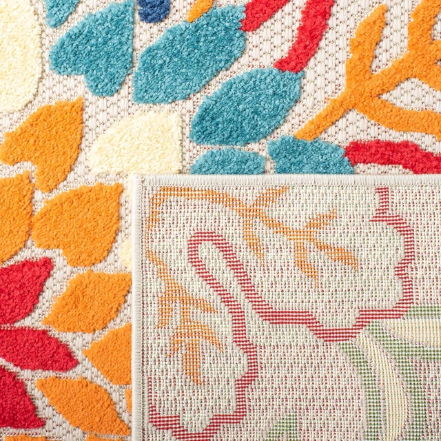 Alt view image 6 of 7 - SAFAVIEH Washable Rug Outdoor Cabana Collection - 5'3" x 7'7", Ivory & Orange, Non-Shedding & Easy to Clean, Ideal for Patio, Backyard, Mudroom (CBN391A)