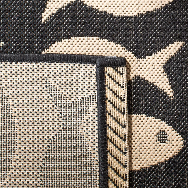 Main image of SAFAVIEH Washable Rug Outdoor Courtyard Collection - 4' Square, Black & Beige, Non-Shedding & Easy Cleaning, Ideal for Patio, Backyard, Mudroom (CY6013-256)