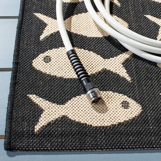 Alt view image 3 of 3 - SAFAVIEH Washable Rug Outdoor Courtyard Collection - 4' Square, Black & Beige, Non-Shedding & Easy Cleaning, Ideal for Patio, Backyard, Mudroom (CY6013-256)