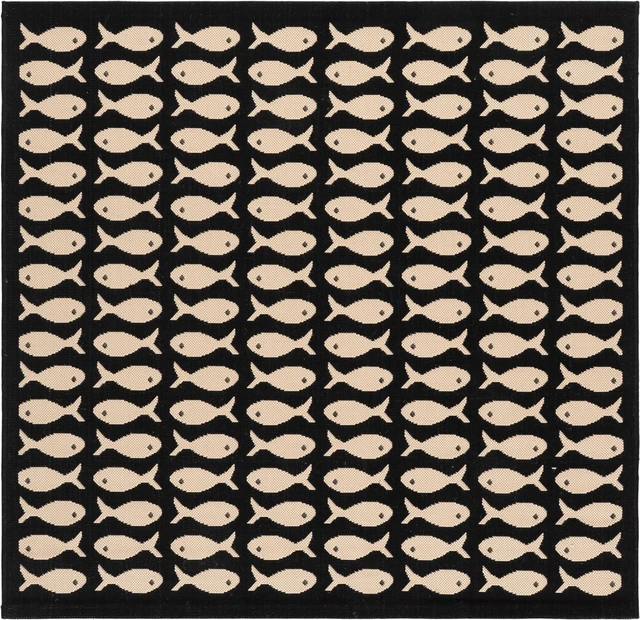 Alt view image 2 of 3 - SAFAVIEH Washable Rug Outdoor Courtyard Collection - 4' Square, Black & Beige, Non-Shedding & Easy Cleaning, Ideal for Patio, Backyard, Mudroom (CY6013-256)