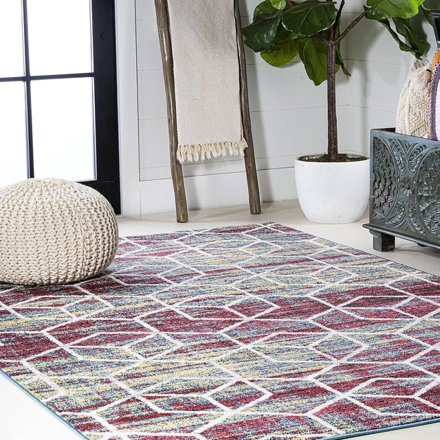 Alt view image 4 of 7 - JONATHAN Y Tumbling Blocks Multi/White Indoor Area Rug 5x8, Modern,Contemporary,Geometric,Casual, Easy-Cleaning for Living Room,Bedroom,Kitchen,Pet Friendly,Non-Shedding (SEU101J-5)