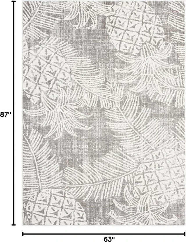Alt view image 2 of 7 - Tommy Bahama Malibu Pineapple Coastal Indoor/Outdoor Area Rug, Taupe/Ivory, 5'3"x7'3"