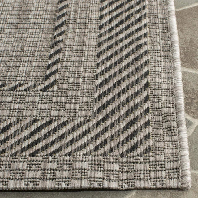 Alt view image 4 of 7 - SAFAVIEH Courtyard Collection 2'3" x 12' Beige/Black CY8477 Indoor/ Outdoor Waterproof Easy Cleaning Patio Backyard Mudroom Runner Rug