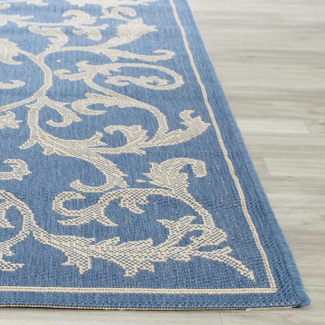 Alt view image 5 of 6 - SAFAVIEH Washable Rug Outdoor Courtyard Collection - 2' x 3'7", Blue & Natural, Non-Shedding & Easy Cleaning, Ideal for Patio, Front Door, Entryway, Doormat (CY2653-3103)