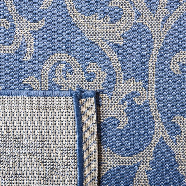 Alt view image 4 of 6 - SAFAVIEH Washable Rug Outdoor Courtyard Collection - 2' x 3'7", Blue & Natural, Non-Shedding & Easy Cleaning, Ideal for Patio, Front Door, Entryway, Doormat (CY2653-3103)